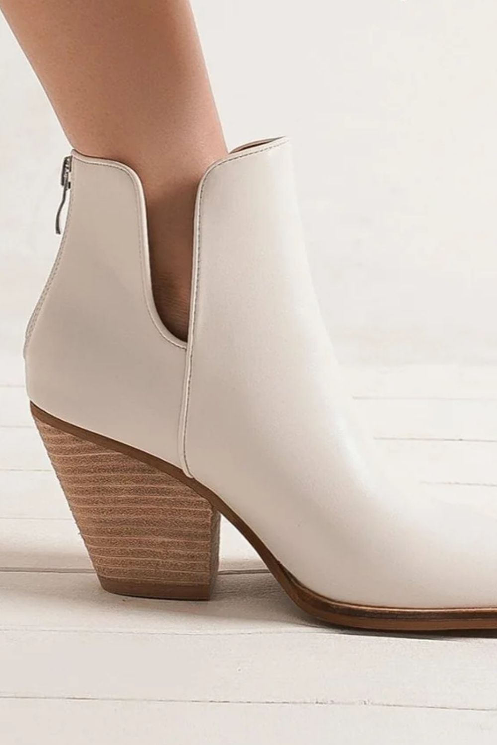 Beast Fashion Pointed Metal-Tip Toe Block Heel Ankle Boots