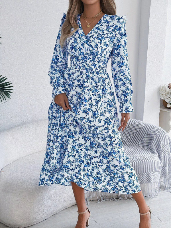 Ruffled Floral V-Neck Flounce Sleeve Dress - product image 14
