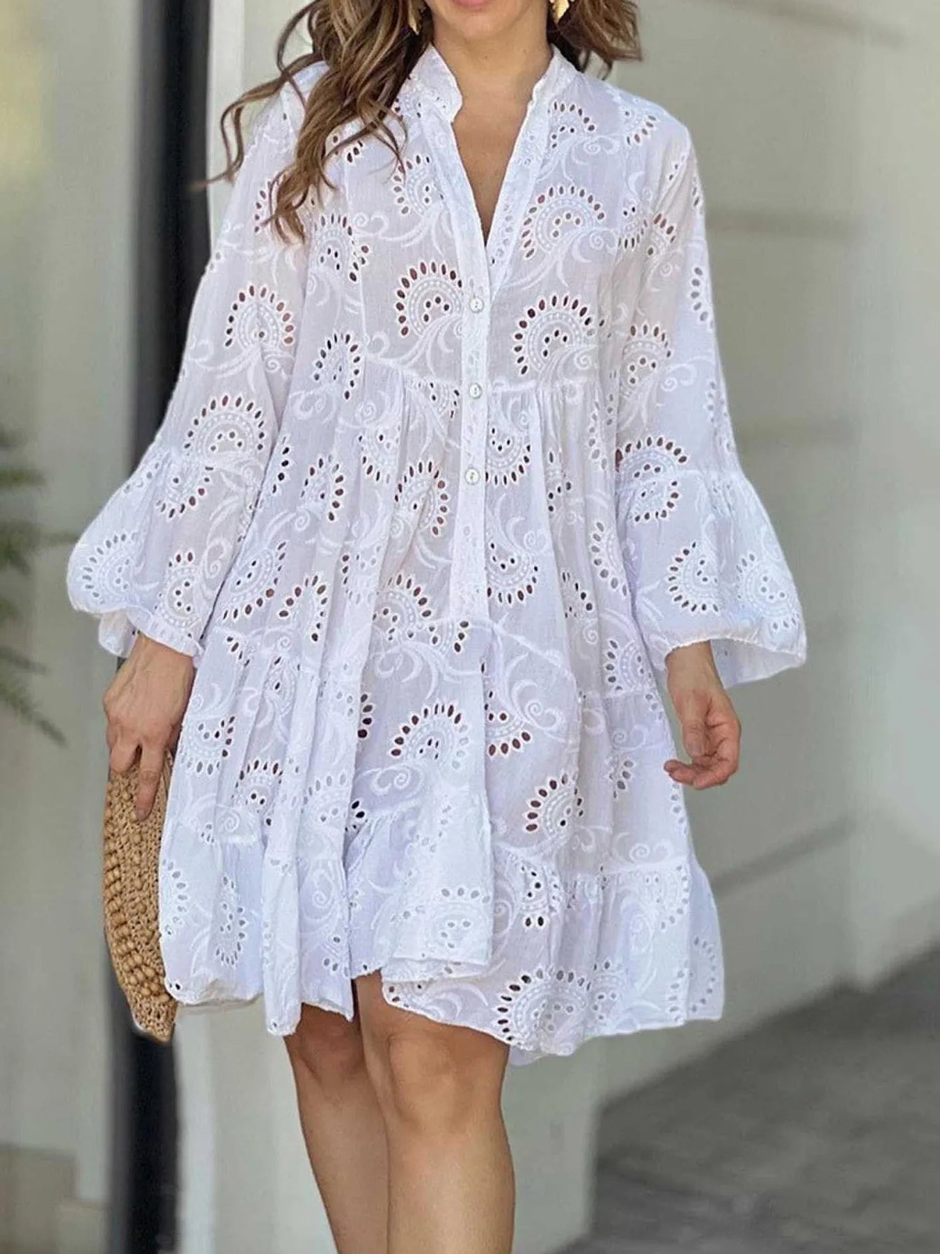 Eyelet Ruffled Hem Tiered Dress - product image 4
