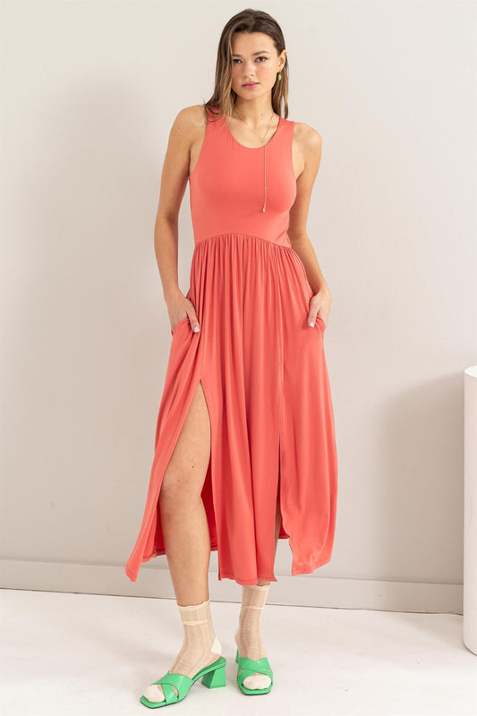 HYFVE Sleeveless Slit Midi Dress