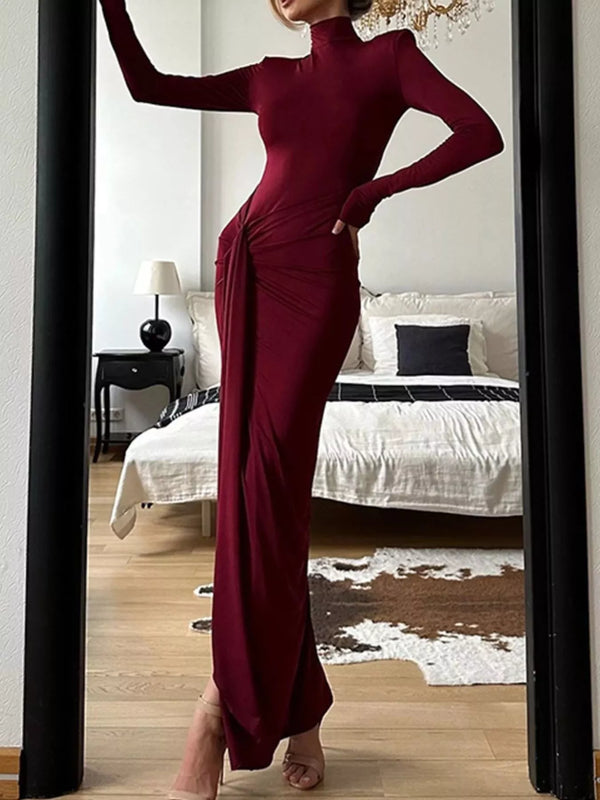 Turtleneck Long Sleeve Slit Maxi Dress - product image 12
