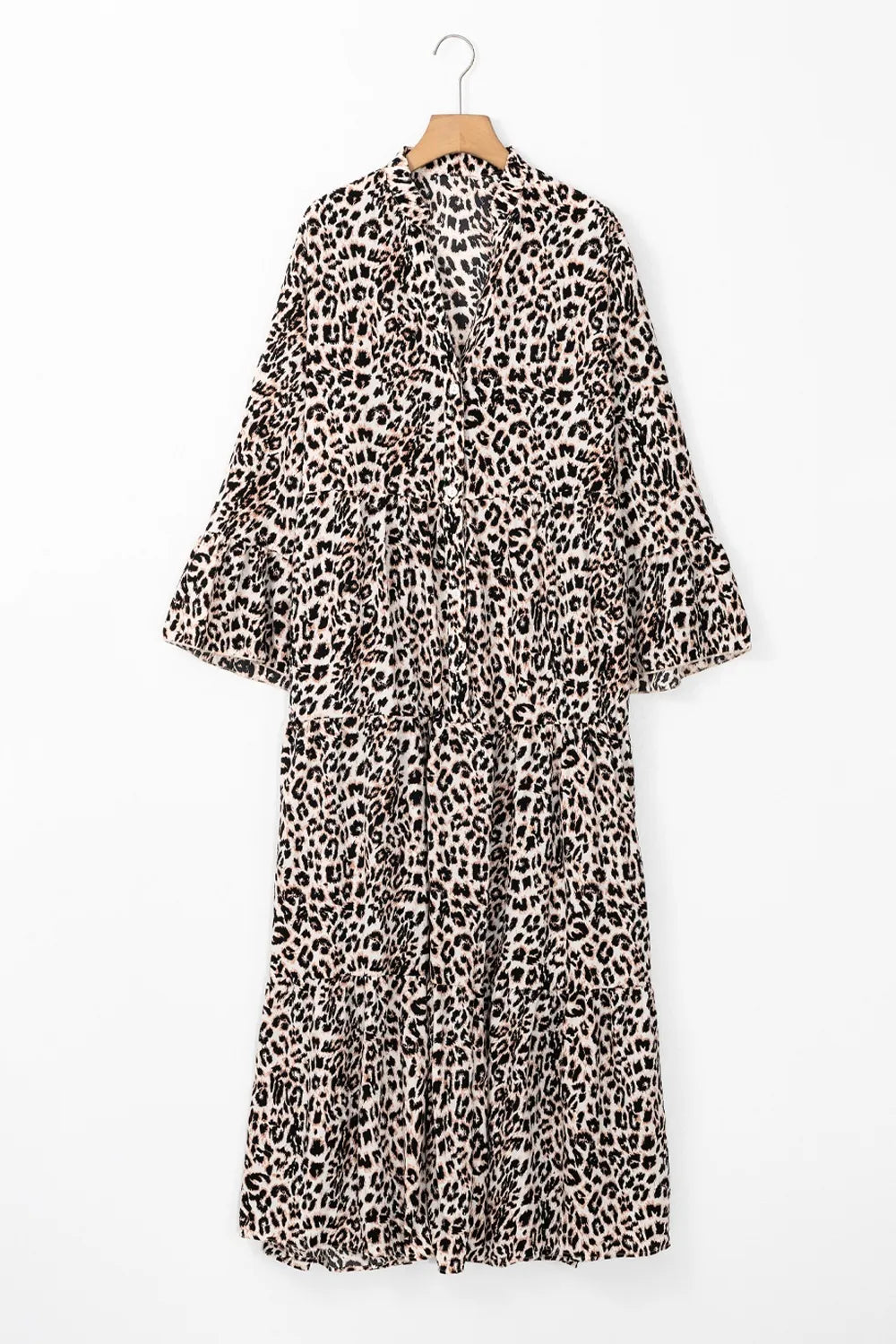 Leopard Notched Long Sleeve Maxi Dress - product image 5