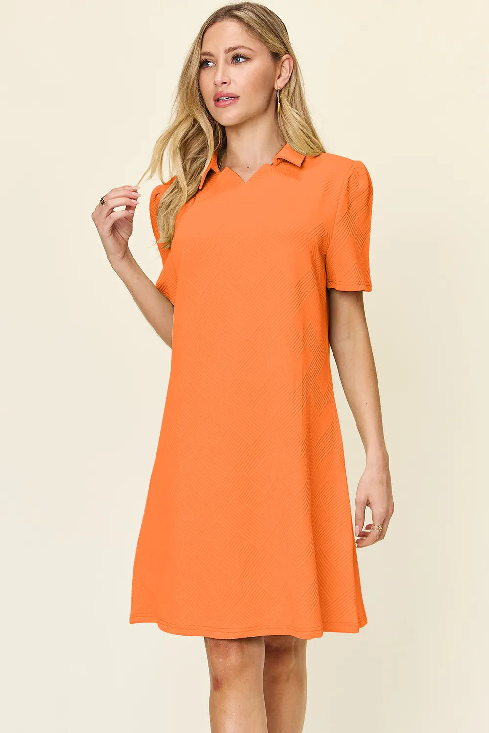 Double Take Texture Collared Neck Short Sleeve Dress - product image 16