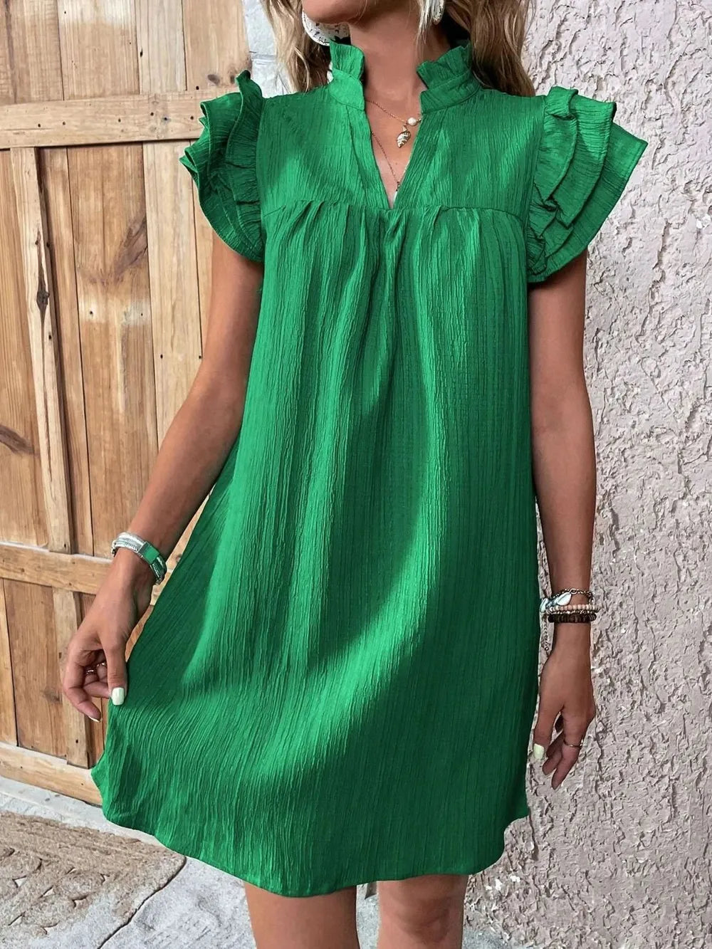 Ruffled Notched Cap Sleeve Mini Dress - product image 8