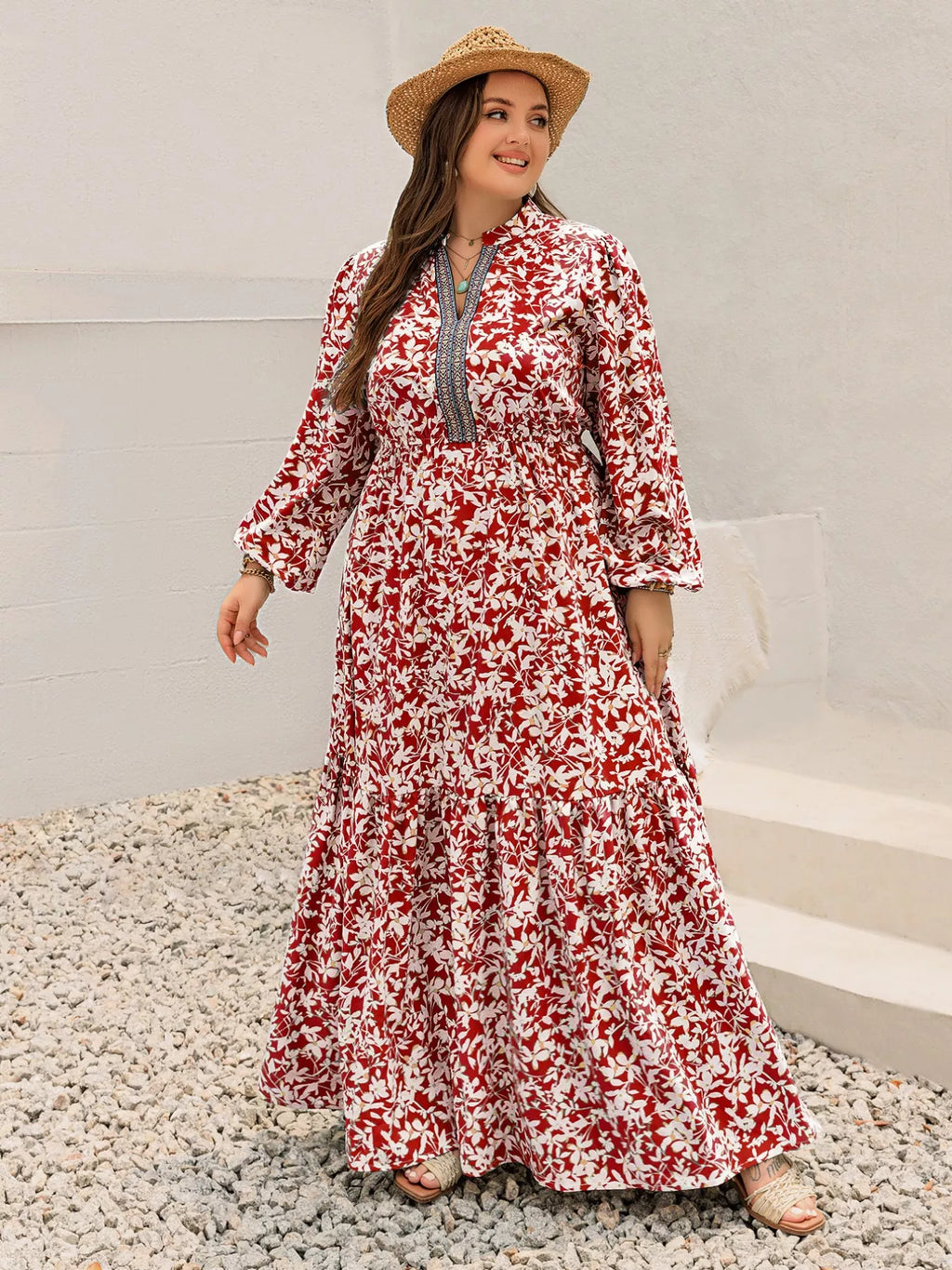Plus Size Floral Print Long Sleeve Maxi Dress - product image 7