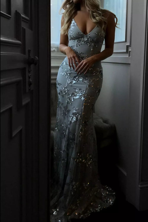 Sequin Tie Back V-Neck Maxi Dress - product image 5