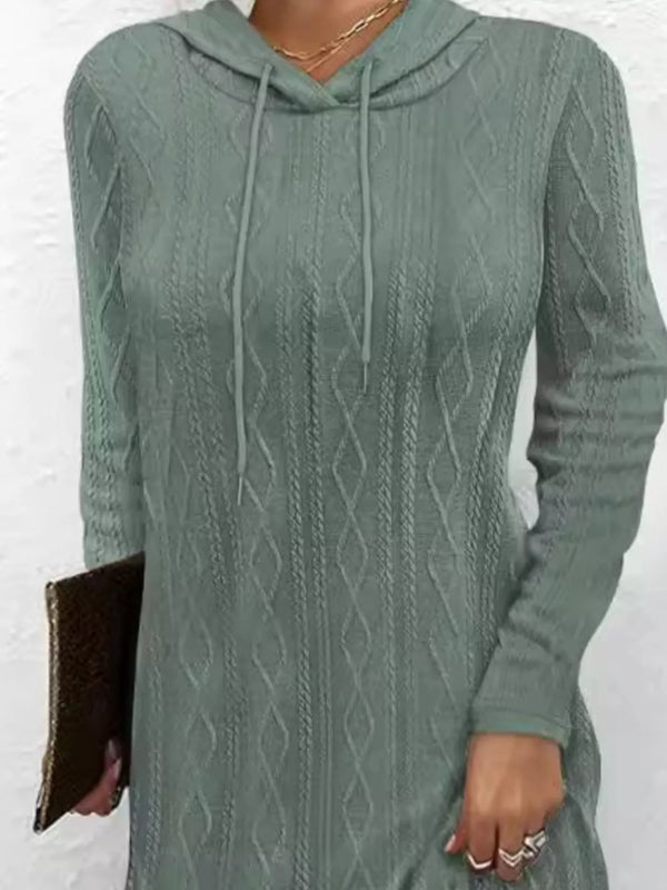 Casual Long Sleeve Hooded Knit Dress - product image 9