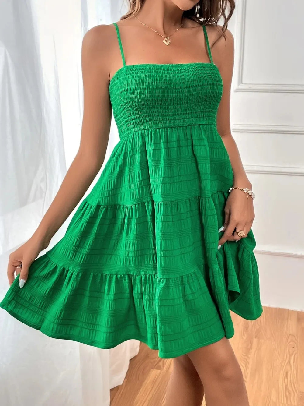 Smocked Tiered Sleeveless Mini Dress - product image 9