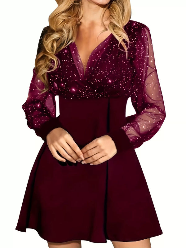 Glitter Mesh Long Sleeve Mini Dress - product image 4