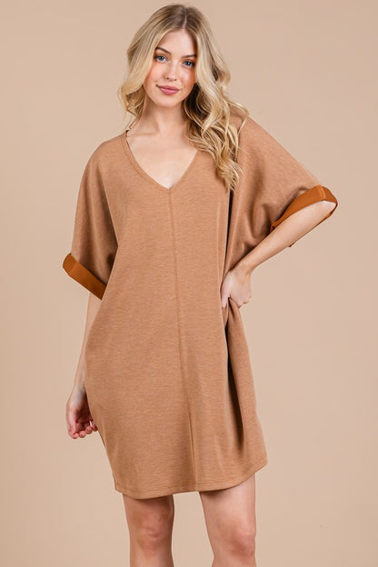 Ces Femme V-Neck Half Sleeve Dress