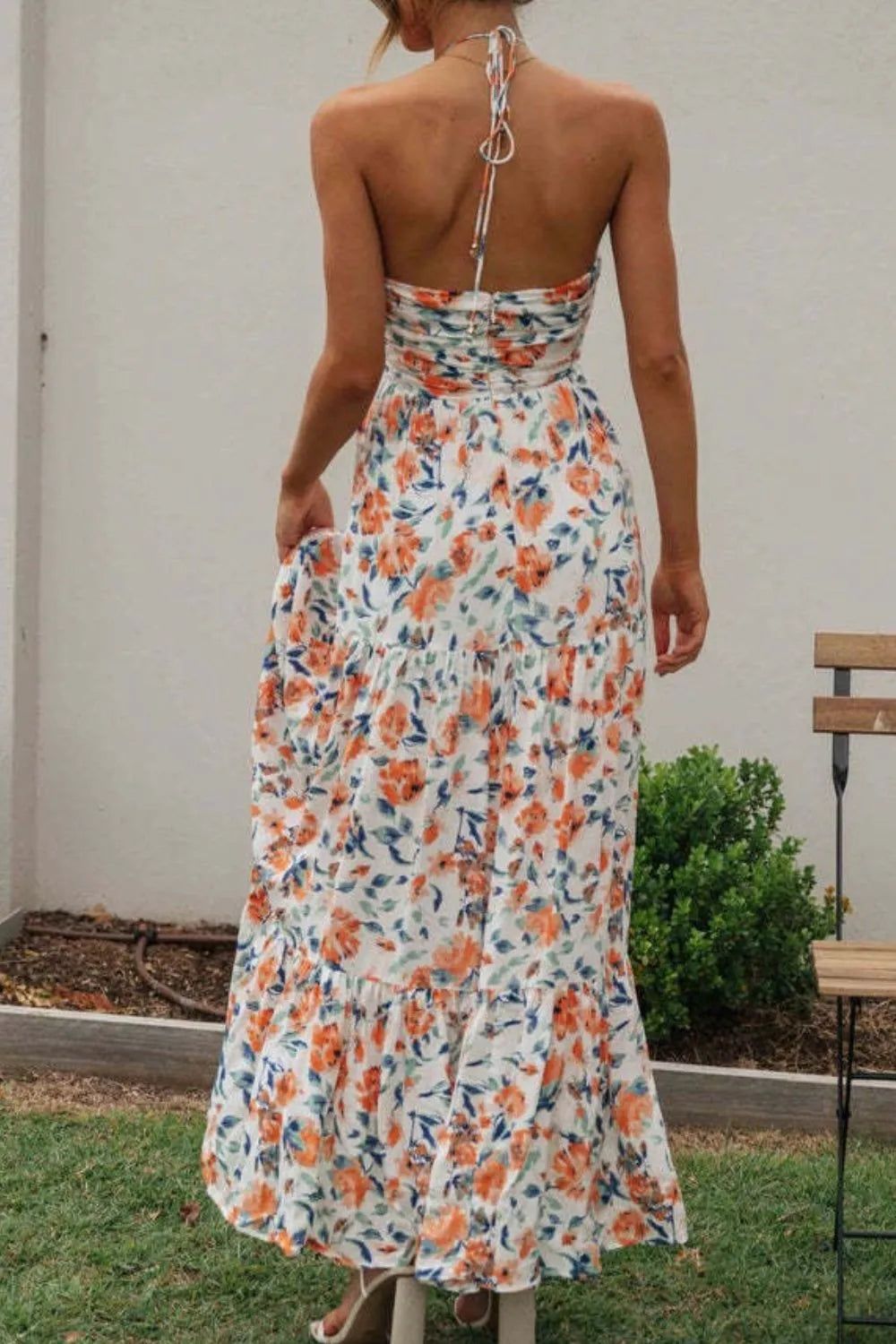 Floral Halter Neck Tiered Maxi Dress view 7 - Shopiebay