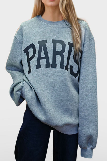 Basic Bae PARIS Round Neck Long Sleeve Air Scuba Sweatshirt