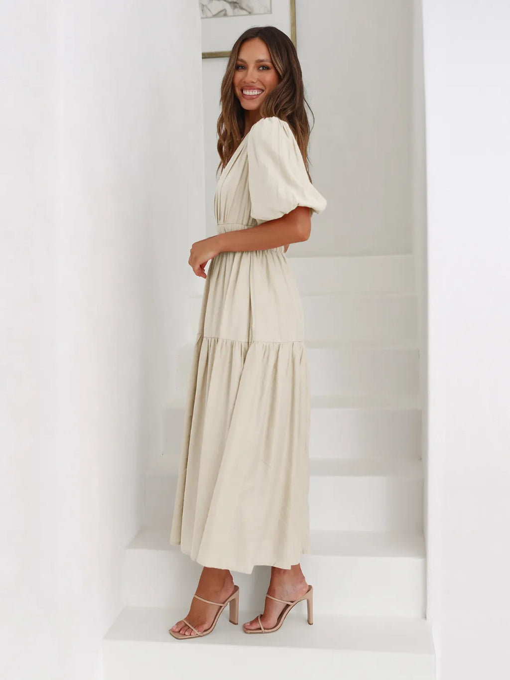 Tiered Surplice Half Sleeve Midi Dress - product image 5
