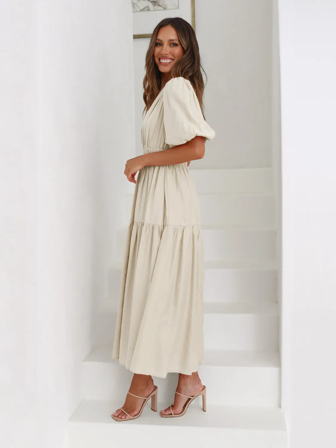 Tiered Surplice Half Sleeve Midi Dress - product image 5