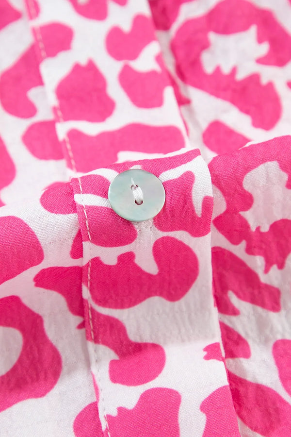 Leopard Notched Long Sleeve Shirt Dress - product image 3