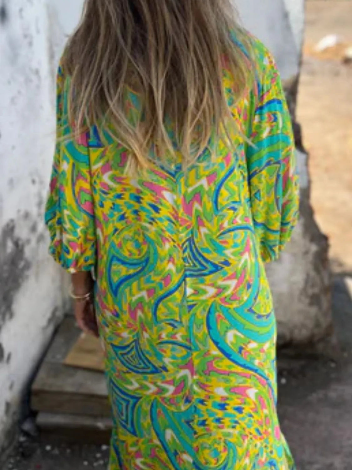 Printed V-Neck Dress with Pockets - product image 11