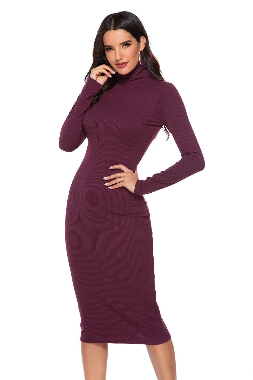 Ribbed Turtleneck Long Sleeve Dress - product image 10