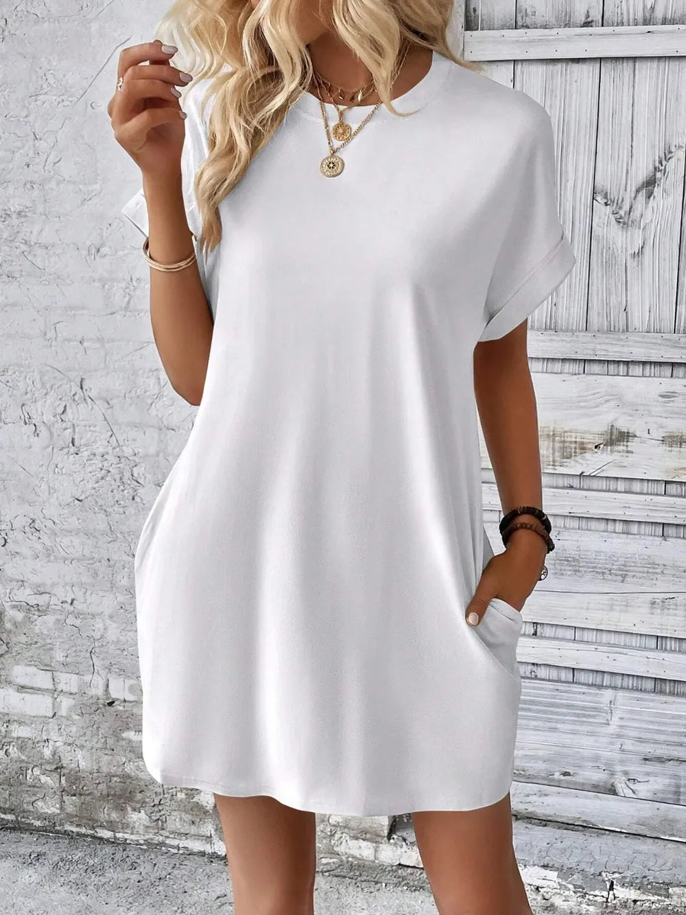Round Neck Short Sleeve Mini Dress - product image 24
