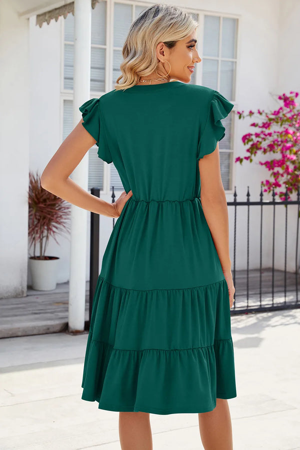 Ruched Notched Cap Sleeve Dress - product image 2