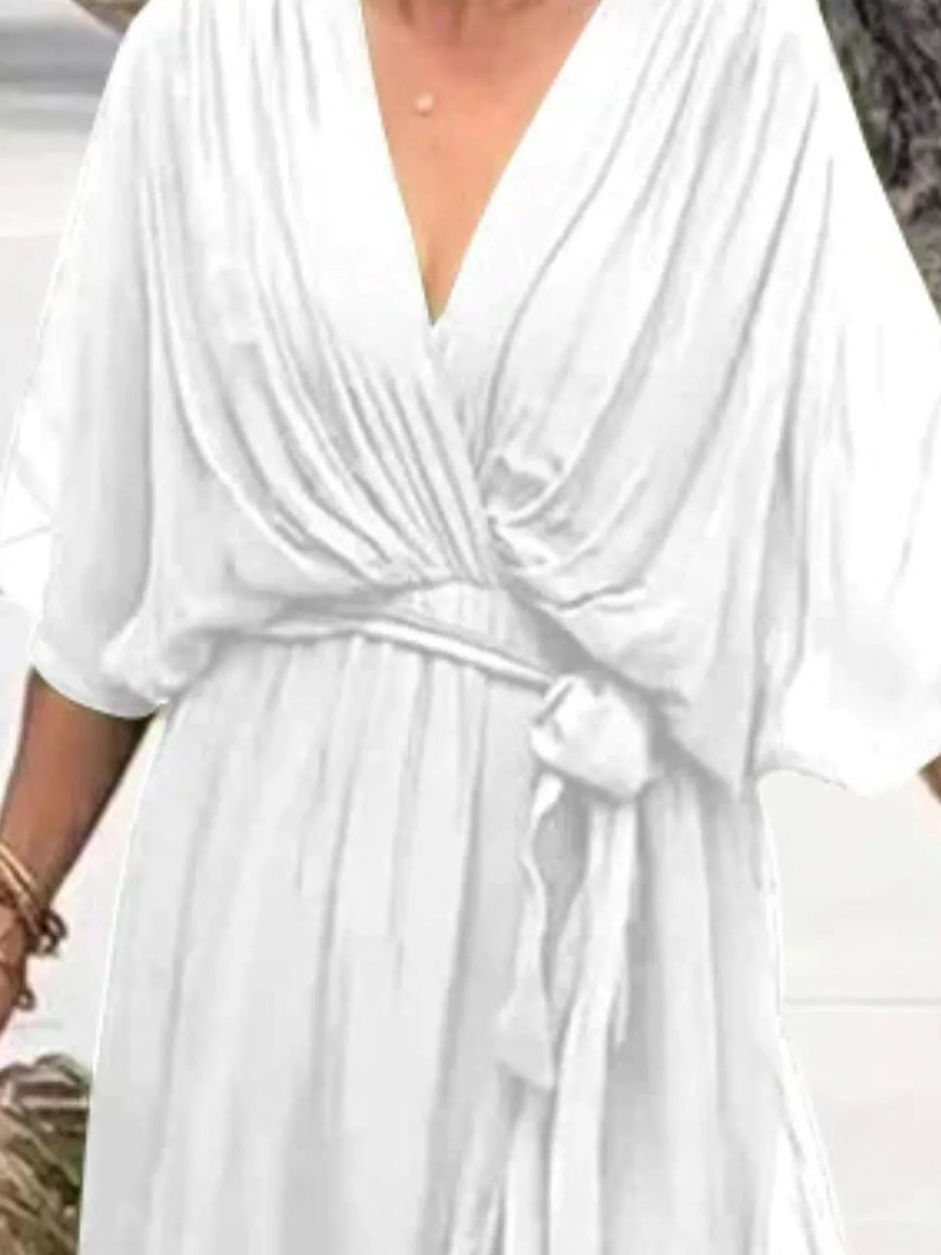 Flowy Tie Front Midi Dress with Flutter Sleeves - product image 21