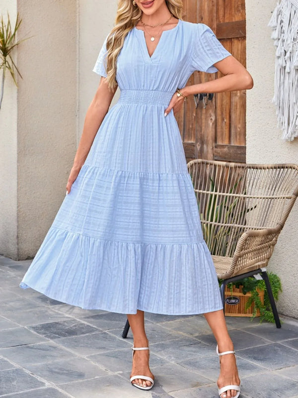 Tiered Notched Short Sleeve Dress - product image 5