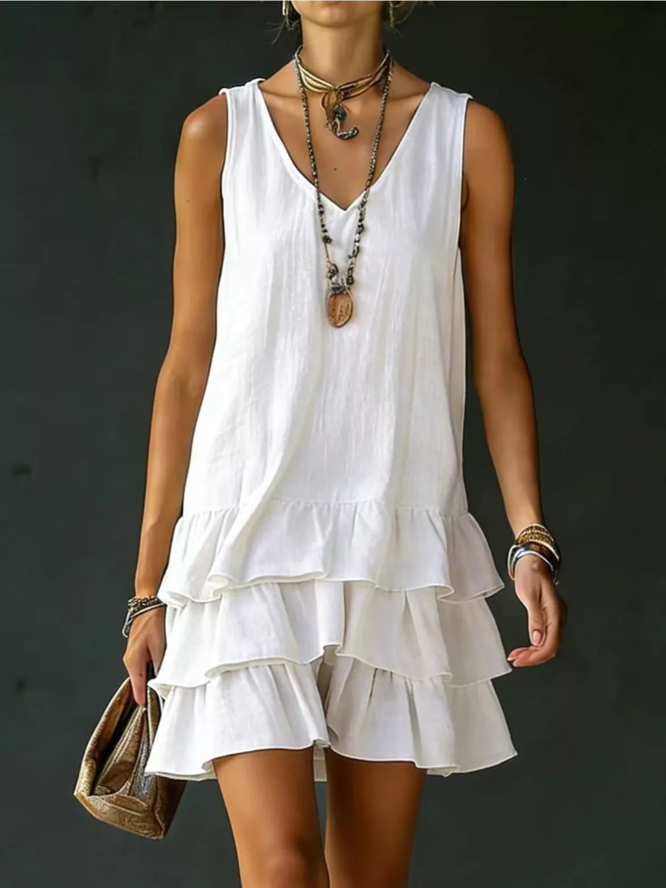 Full Size Ruffled Hem V-Neck Sleeveless Dress Plus Size - product image 16