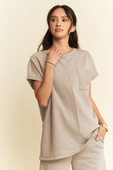 Davi & Dani Round Neck Short Sleeve Top and Pants Set