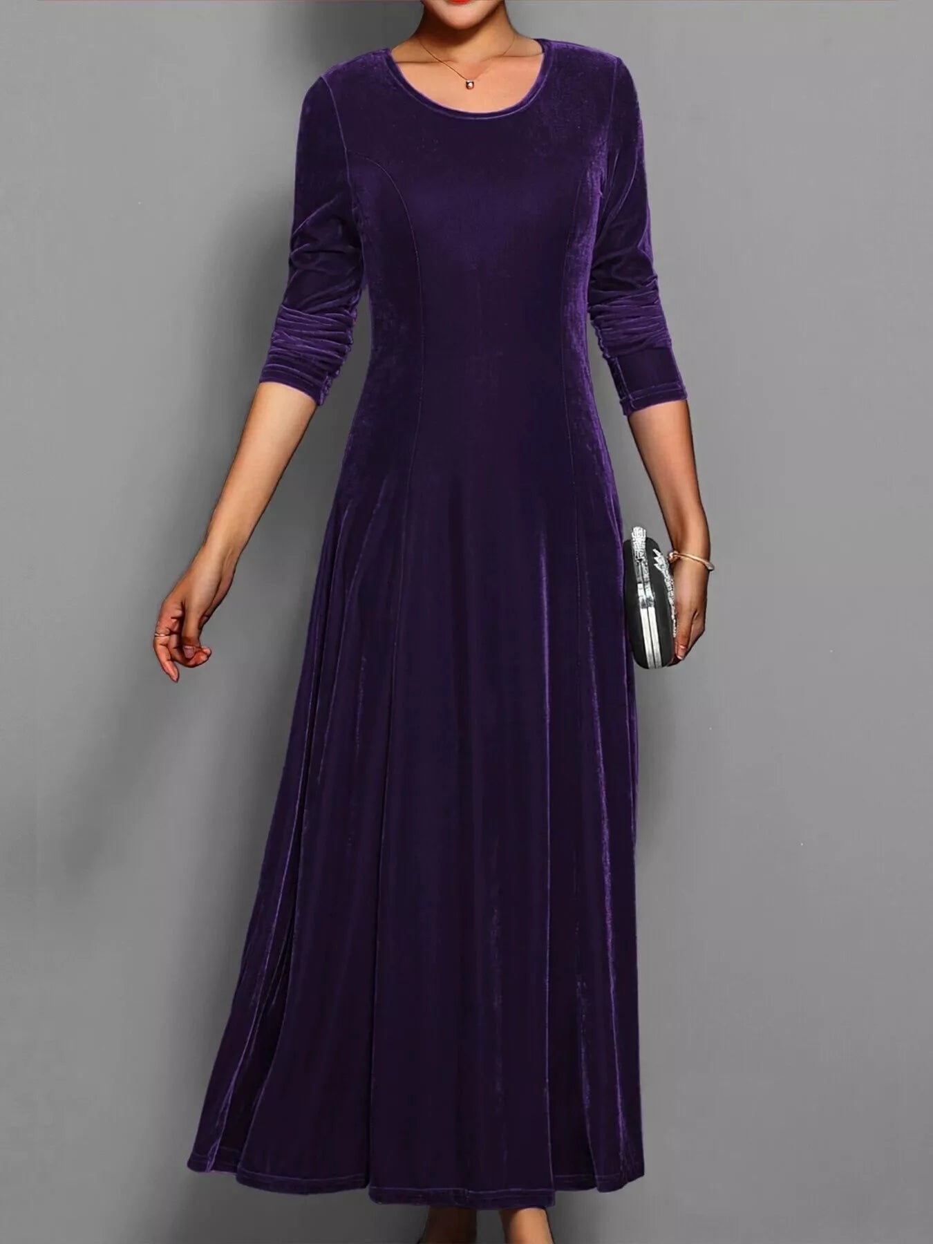 Velvet Long Sleeve A-Line Dress - product image 10