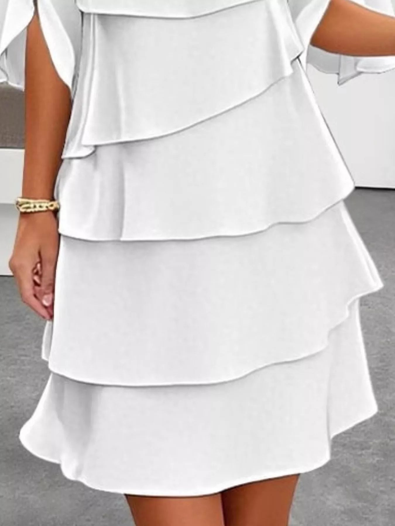 Full Size Ruffled Layered Flutter Sleeve Dress Plus Size view 3 - Shopiebay