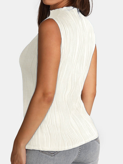 Textured Mock Neck Tank