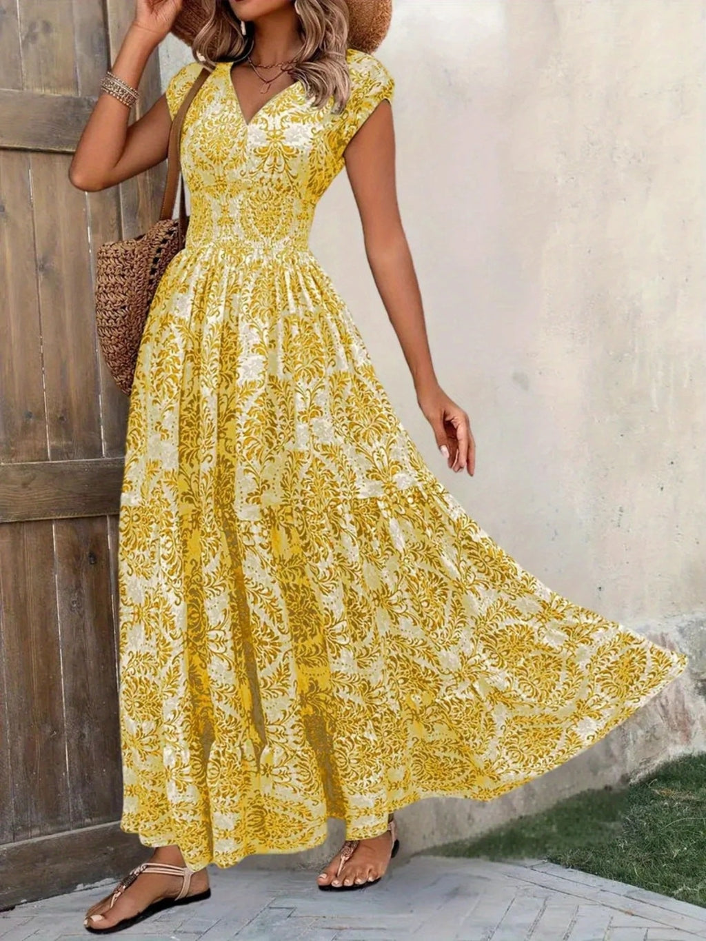 Printed Cap Sleeve Maxi Dress - product image 25