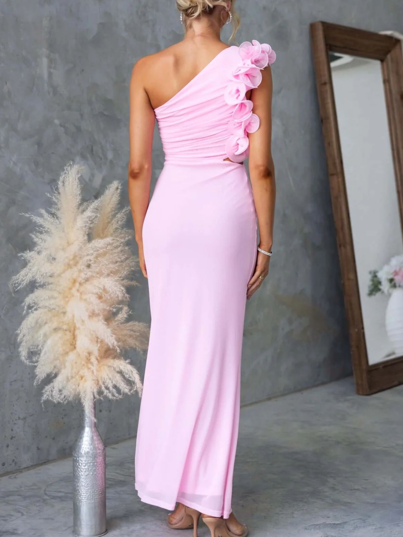 One-Shoulder Floral Trim Sleeveless Maxi Dress - product image 20