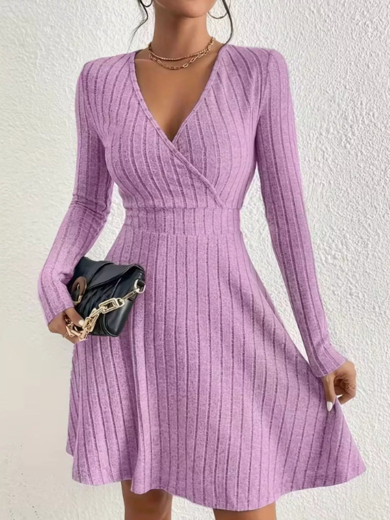 Ribbed Knit Wrap Mini Dress - product image 24