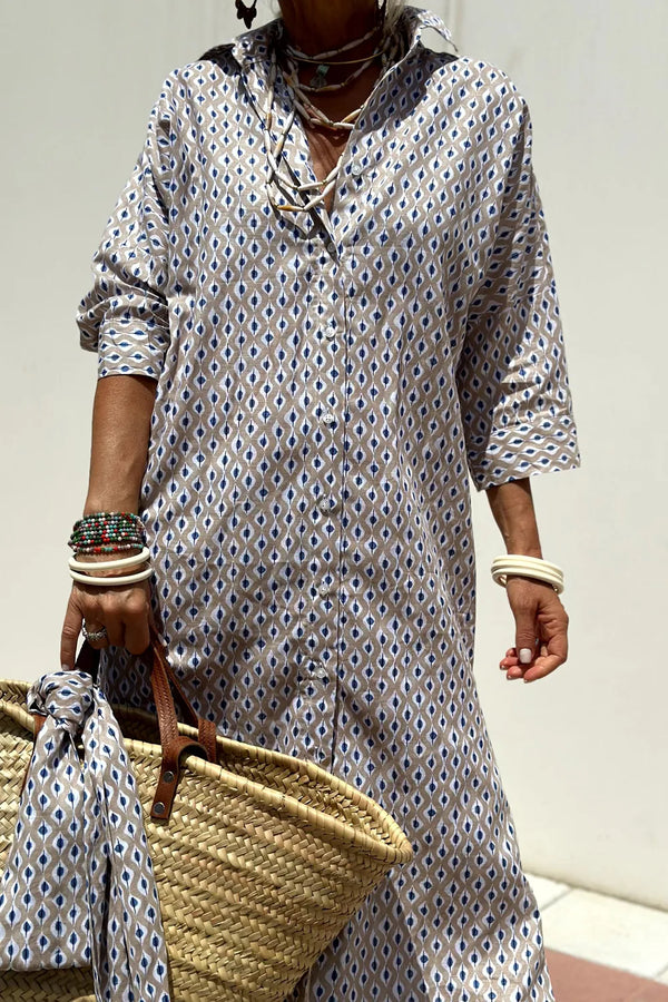 Tied Button Up Three-Quarter Sleeve Dress - product image 14