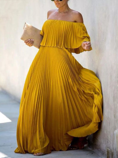 Full Size Off-Shoulder Pleated Maxi Dress Plus Size view 4 - Shopiebay