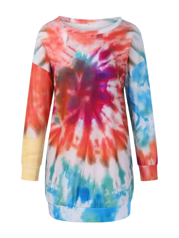 Tie-Dye Round Neck Long Sleeve Dress - product image 2