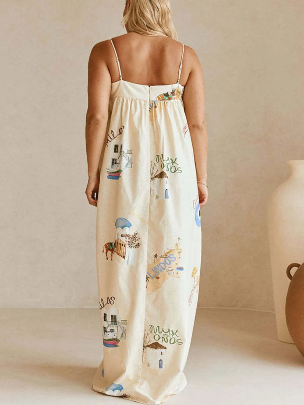 Bohemian Print Cami Maxi Dress with Pockets view 5 - Shopiebay