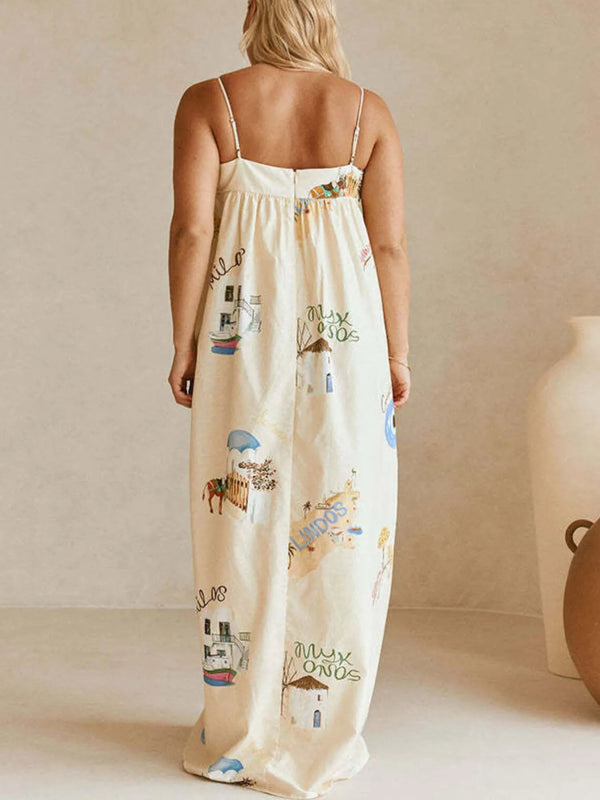 Bohemian Print Cami Maxi Dress with Pockets view 5 - Shopiebay