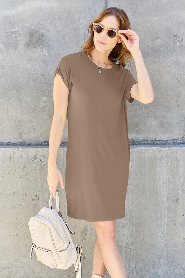 Basic Bae Round Neck Short Sleeve Dress with Pockets - product image 21