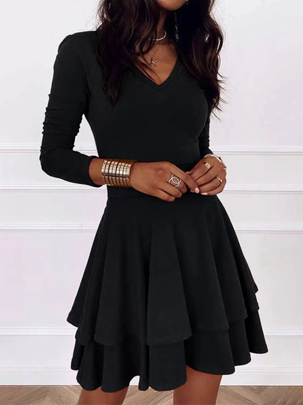 V-Neck Layered Ruffle Mini Dress - product image 30