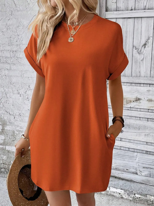 Round Neck Short Sleeve Mini Dress - product image 14