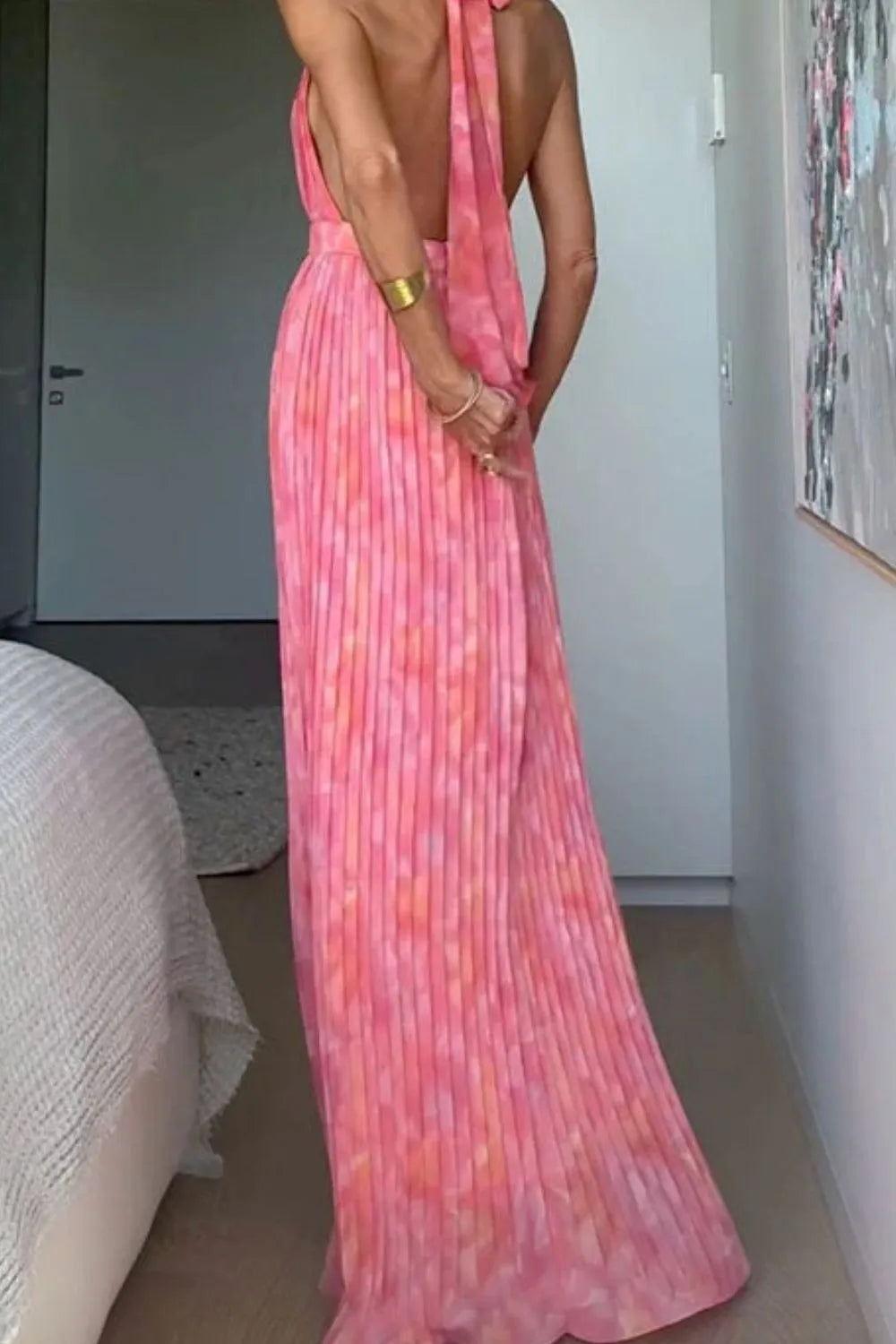 Halter Neck Pleated Maxi Dress - product image 3