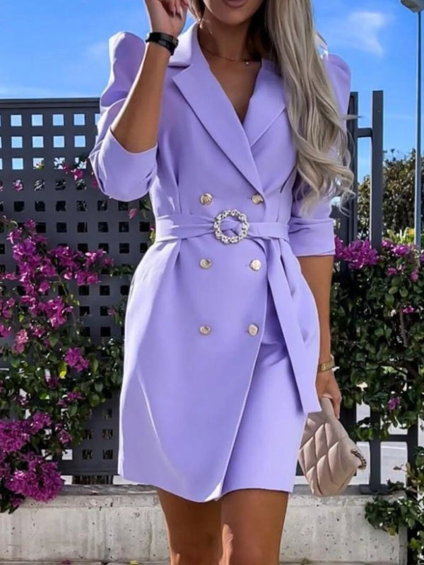 3/4 Sleeve Belted Blazer Dress view 8 - Shopiebay