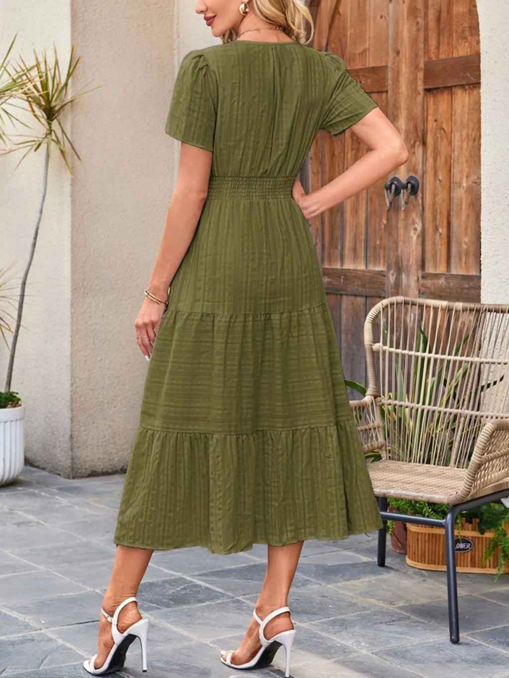 Tiered Notched Short Sleeve Dress - product image 24