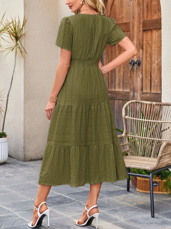 Tiered Notched Short Sleeve Dress - product image 24
