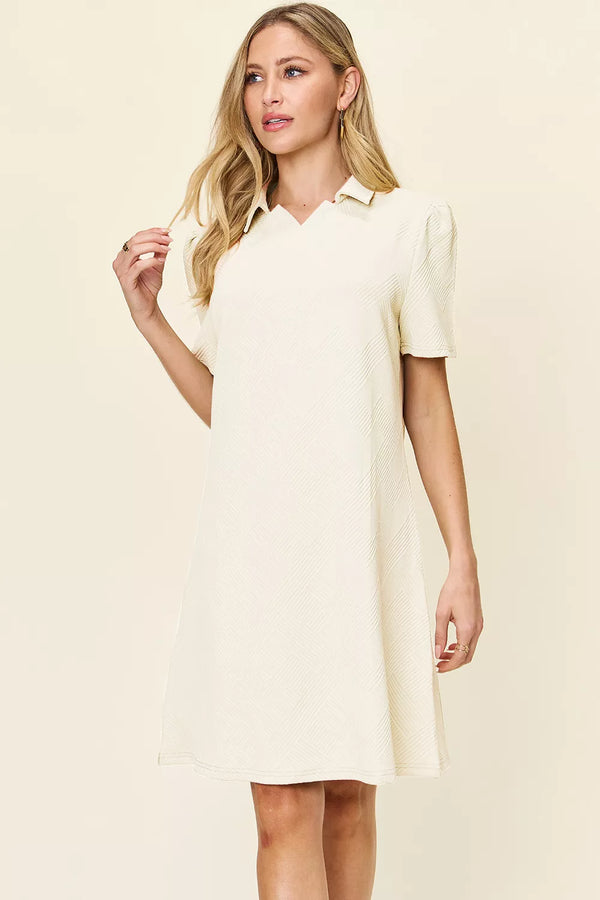 Double Take Texture Collared Neck Short Sleeve Dress - product image 10