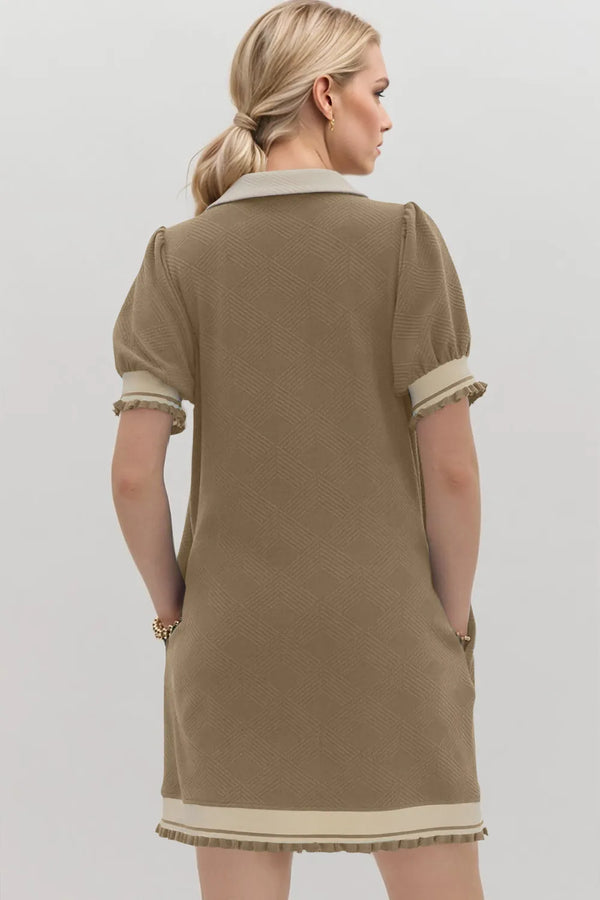 Oh Frill Contrast Trim Johnny Collar Short Sleeve Mini Dress view 6 - Shopiebay