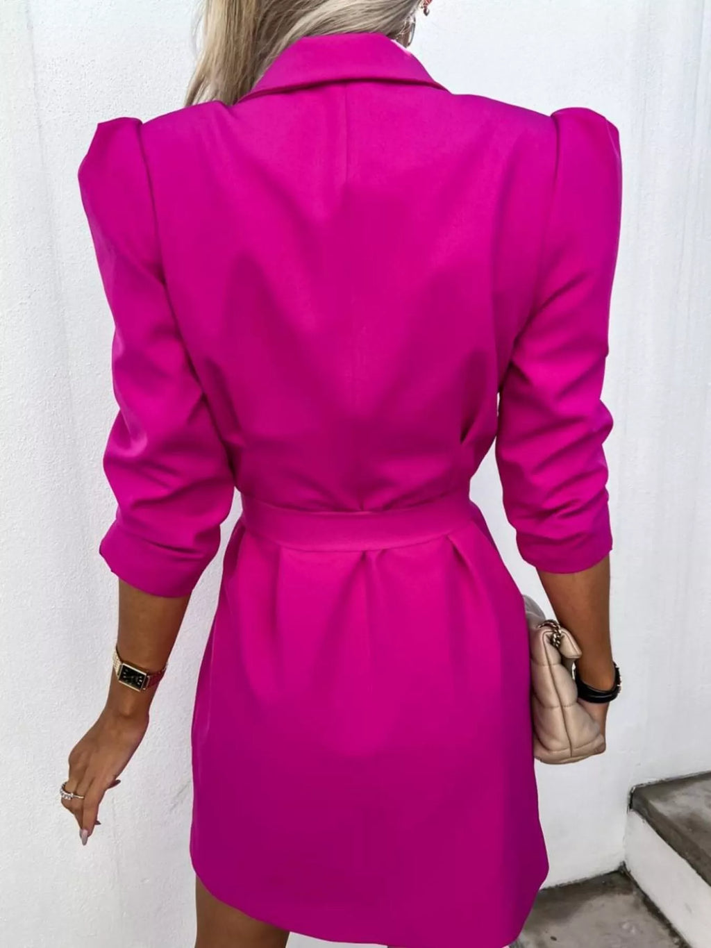 3/4 Sleeve Belted Blazer Dress view 12 - Shopiebay