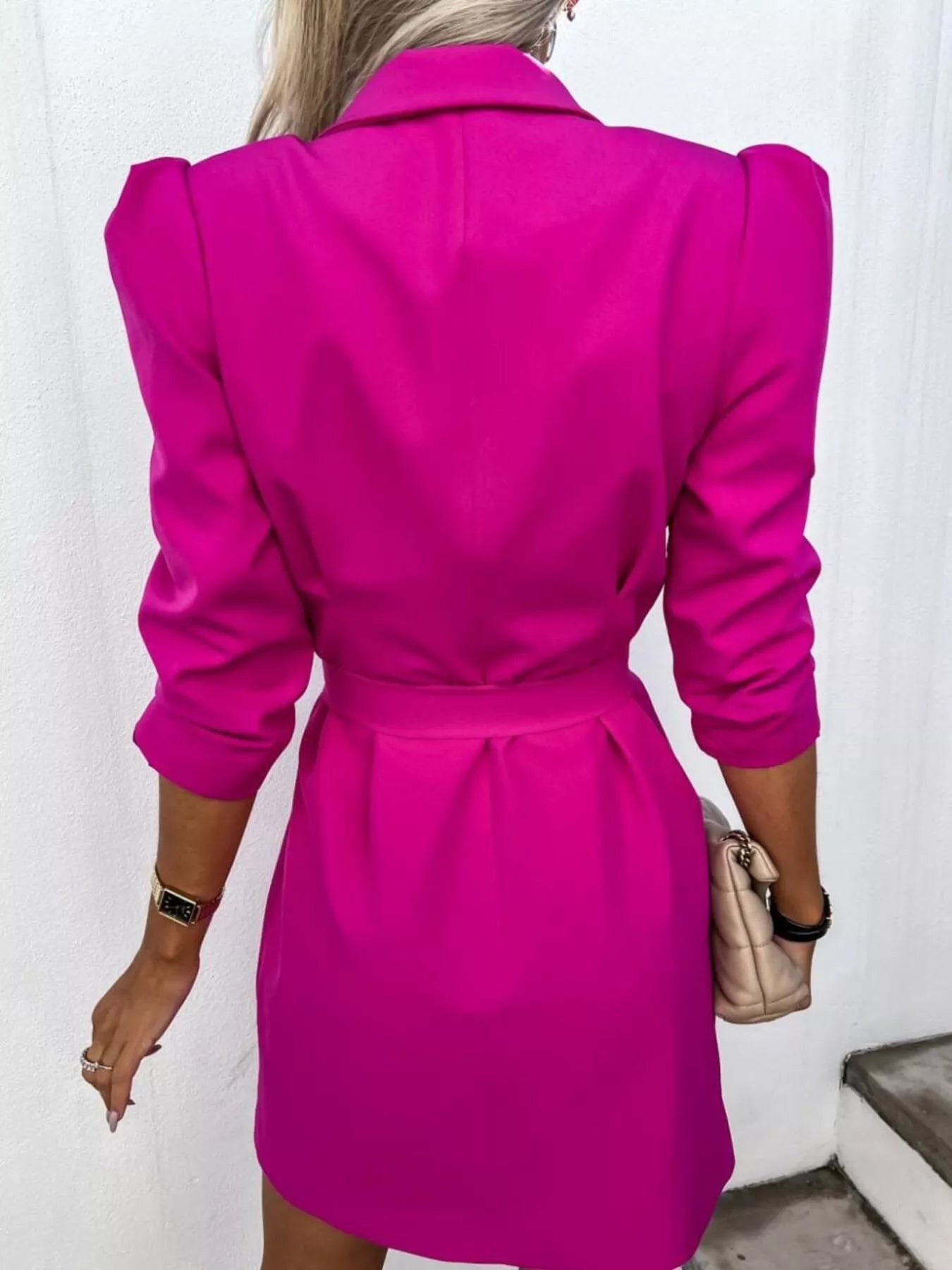 3/4 Sleeve Belted Blazer Dress view 12 - Shopiebay