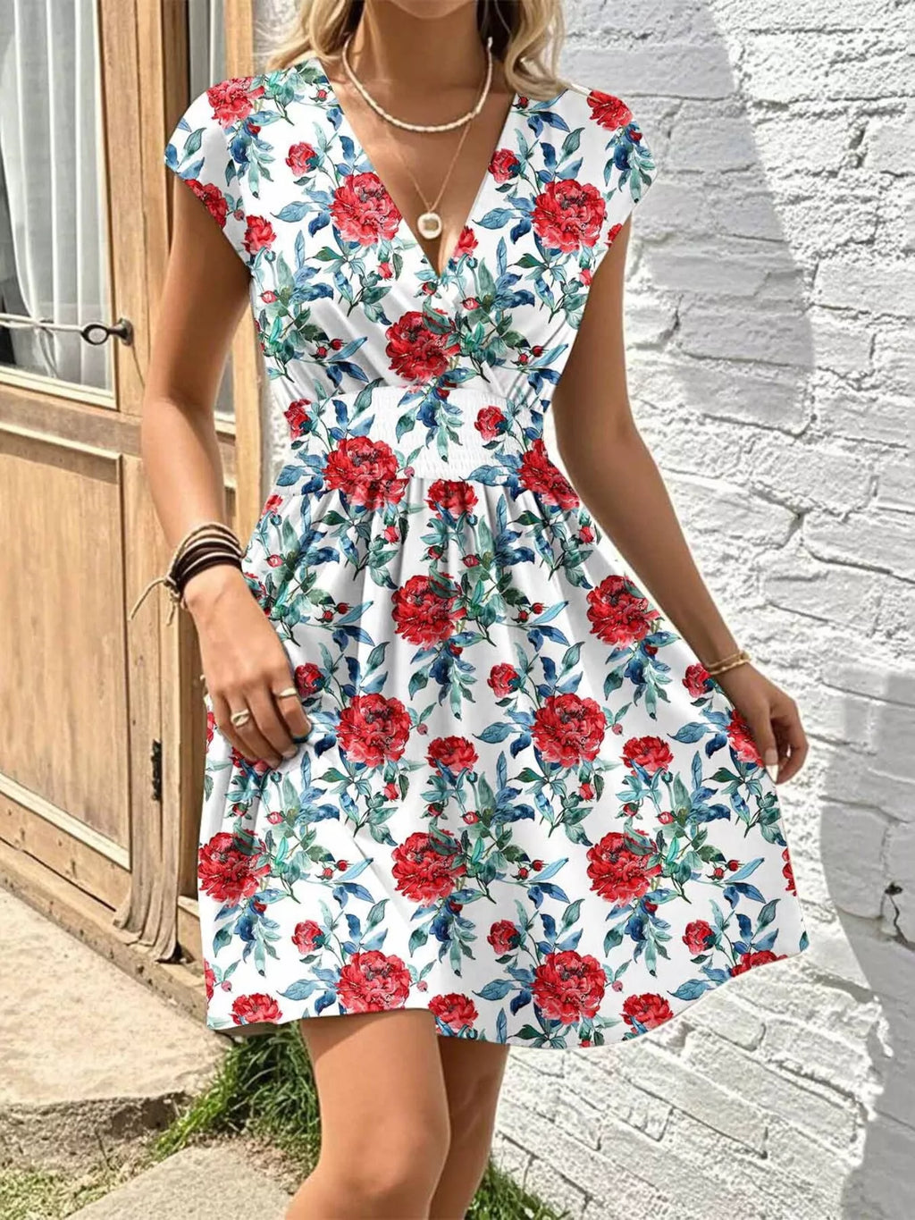 Floral Print Surplice Mini Dress - product image 5